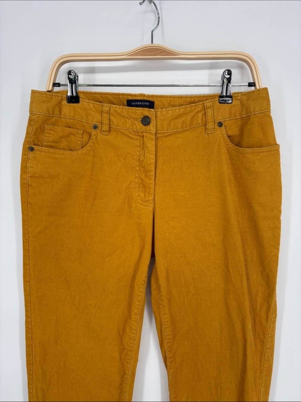 🦭 Lands' End cotton stretch Mustard Corduroy five pocket Pants low rise